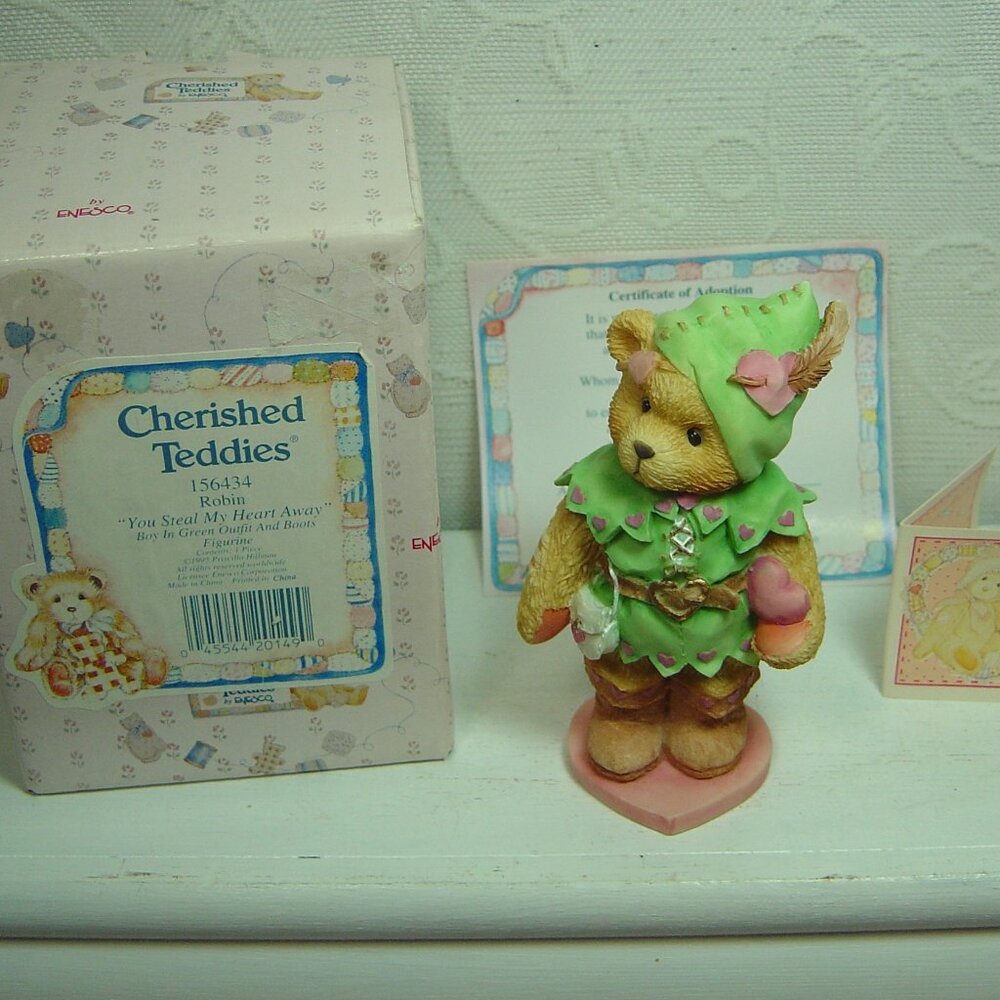 Cherished Teddies figurine-Robin-You Steal My Heart Away-3.5" tall-1995
